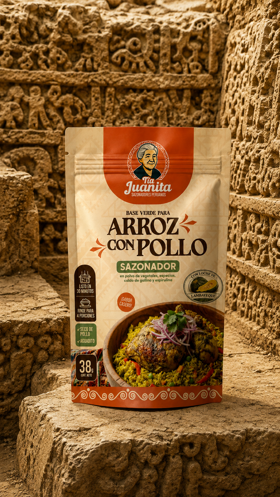 Empaque de sazonador Tía Juanita para arroz con pollo